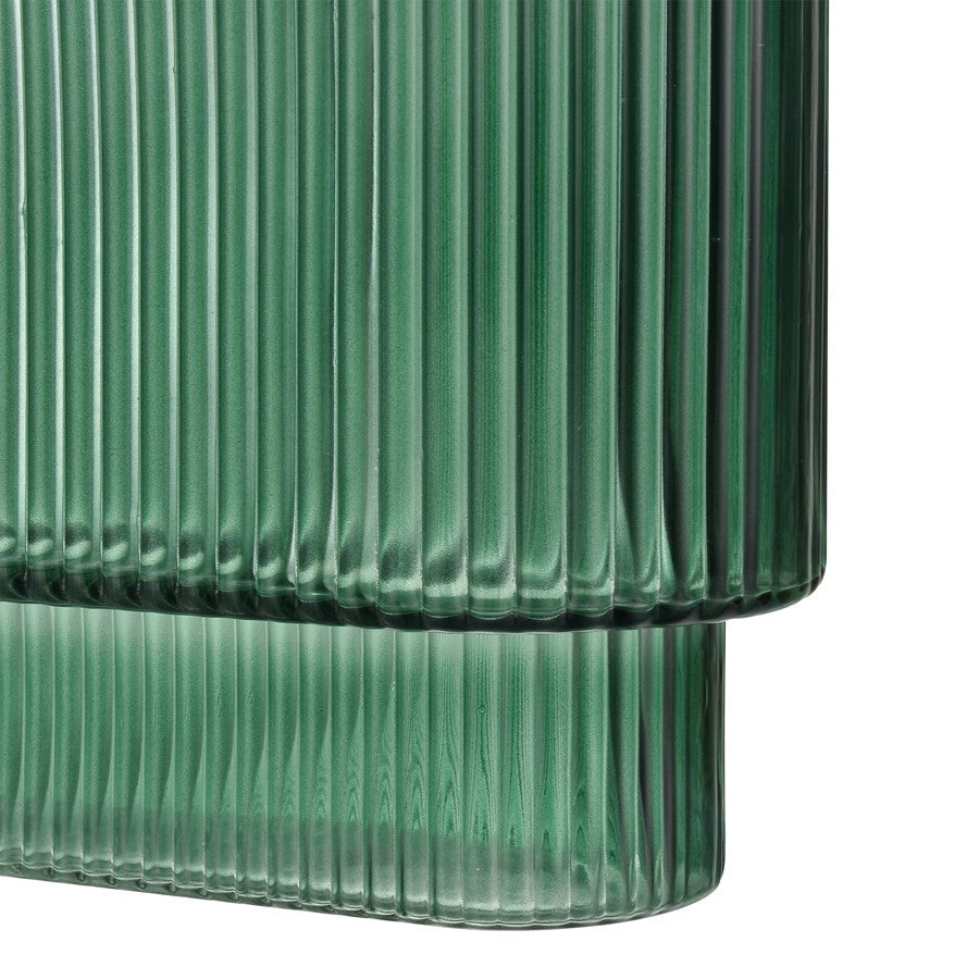 Atlas Lighting Dare Medium Vase | Emerald Green Glass with Art Deco Etching | Living Room & Shelf Display | 8 x 3.5 x 8 in | Model AC11231-01