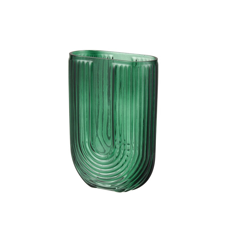 Atlas Lighting Dare Small Vase | Emerald Green Glass with Art Deco Etching | Shelf & Tabletop Display | 5 x 2.5 x 7.5 in | Model AC11232-01