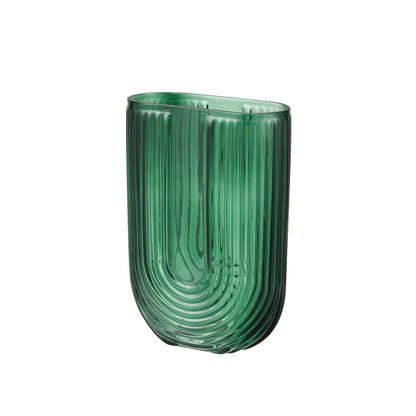 Atlas Lighting Dare Small Vase | Emerald Green Glass with Art Deco Etching | Shelf & Tabletop Display | 5 x 2.5 x 7.5 in | Model AC11232-01