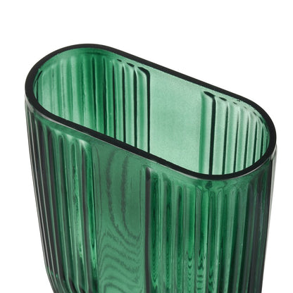 Atlas Lighting Dare Small Vase | Emerald Green Glass with Art Deco Etching | Shelf & Tabletop Display | 5 x 2.5 x 7.5 in | Model AC11232-01