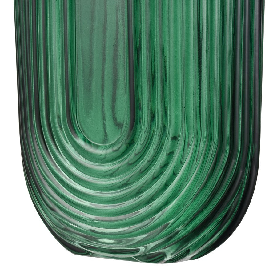 Atlas Lighting Dare Small Vase | Emerald Green Glass with Art Deco Etching | Shelf & Tabletop Display | 5 x 2.5 x 7.5 in | Model AC11232-01