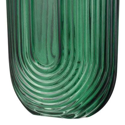 Atlas Lighting Dare Small Vase | Emerald Green Glass with Art Deco Etching | Shelf & Tabletop Display | 5 x 2.5 x 7.5 in | Model AC11232-01