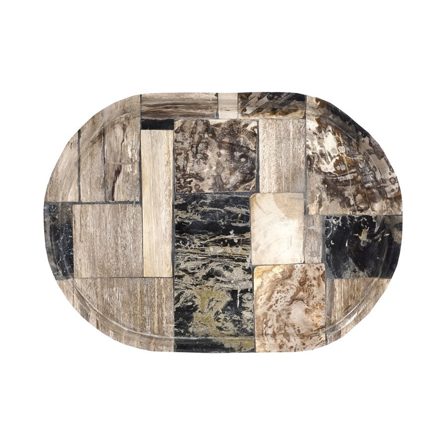 Atlas Lighting Deckham Tray | Natural Petrified Wood Tile | Coffee Table & Console Organizer | 12 x 15.75 x 1 in | Model AC11233-01