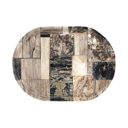 Atlas Lighting Deckham Tray | Natural Petrified Wood Tile | Coffee Table & Console Organizer | 12 x 15.75 x 1 in | Model AC11233-01
