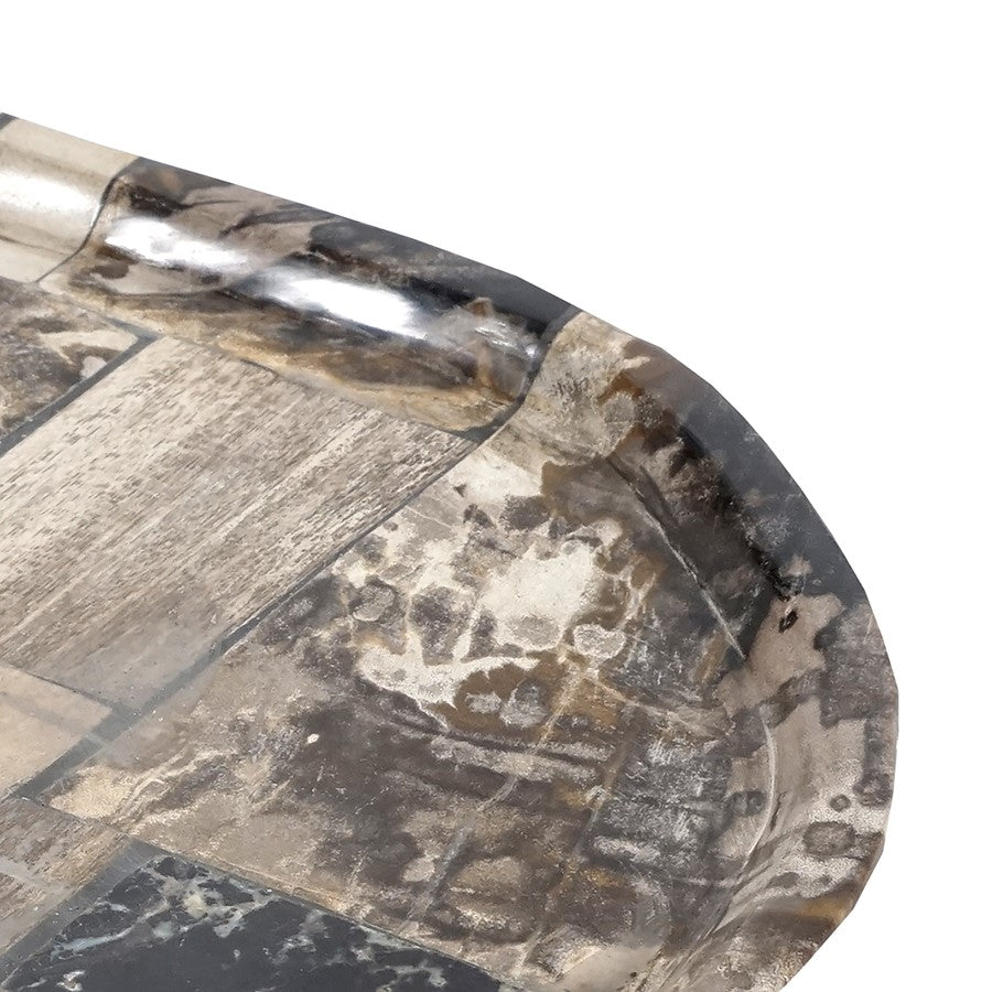 Atlas Lighting Deckham Tray | Natural Petrified Wood Tile | Coffee Table & Console Organizer | 12 x 15.75 x 1 in | Model AC11233-01