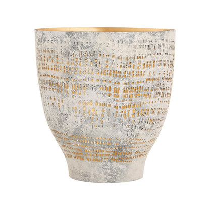 Atlas Lighting Delmont Large Candleholder | Whitewash Perforated Iron with Gold Interior | Dining Room & Mantel Decor | Model AC11239-01