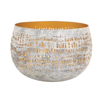 Atlas Lighting Delmont Small Candleholder | Whitewash Perforated Iron with Gold Interior | Dining Room & Mantel Decor | Model AC11240-01