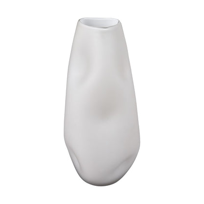 Atlas Lighting Dent Small Vase | White Blown Glass | Tabletop & Shelf Decor | 6.75 x 6.75 x 15 in | Model AC11244-01