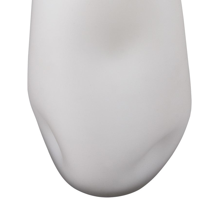 Atlas Lighting Dent Small Vase | White Blown Glass | Tabletop & Shelf Decor | 6.75 x 6.75 x 15 in | Model AC11244-01