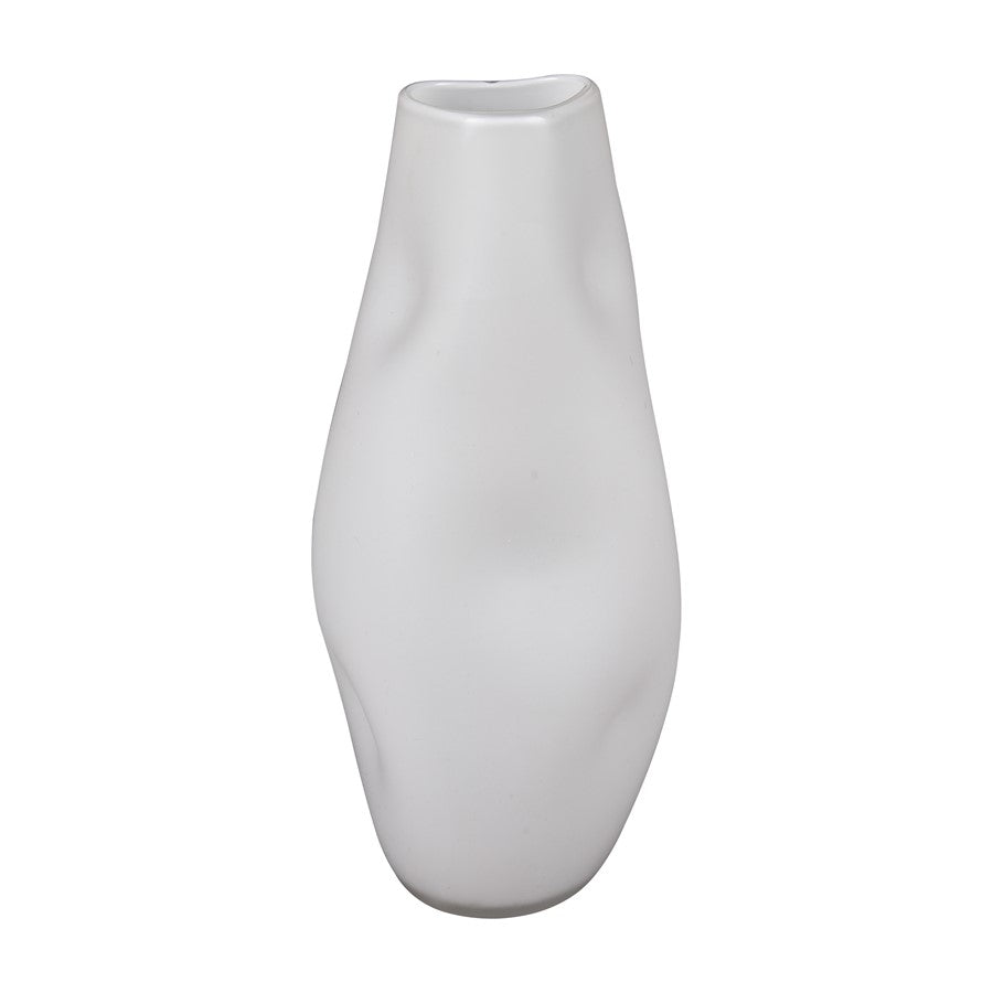 Atlas Lighting Dent 17.75in Large Vase | White Blown Glass | Living Room & Entryway Decor | 7.5 x 7.5 x 17.75 in | Model AC11244-02