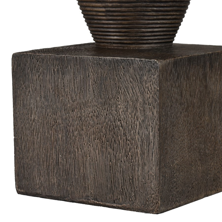 Atlas Lighting Disa Small Candleholder | Dark Brown Composite Brutalist Sculptural | Shelf & Tabletop Decor | 4 x 4 x 6 in | Model AC11249-01