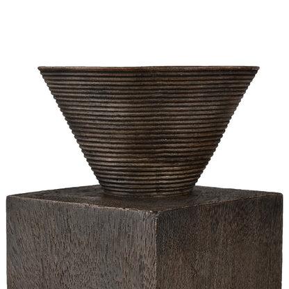 Atlas Lighting Disa Large Candleholder | Dark Brown Composite Brutalist Sculptural | Shelf & Tabletop Decor | 4 x 4 x 8.25 in | Model AC11249-02