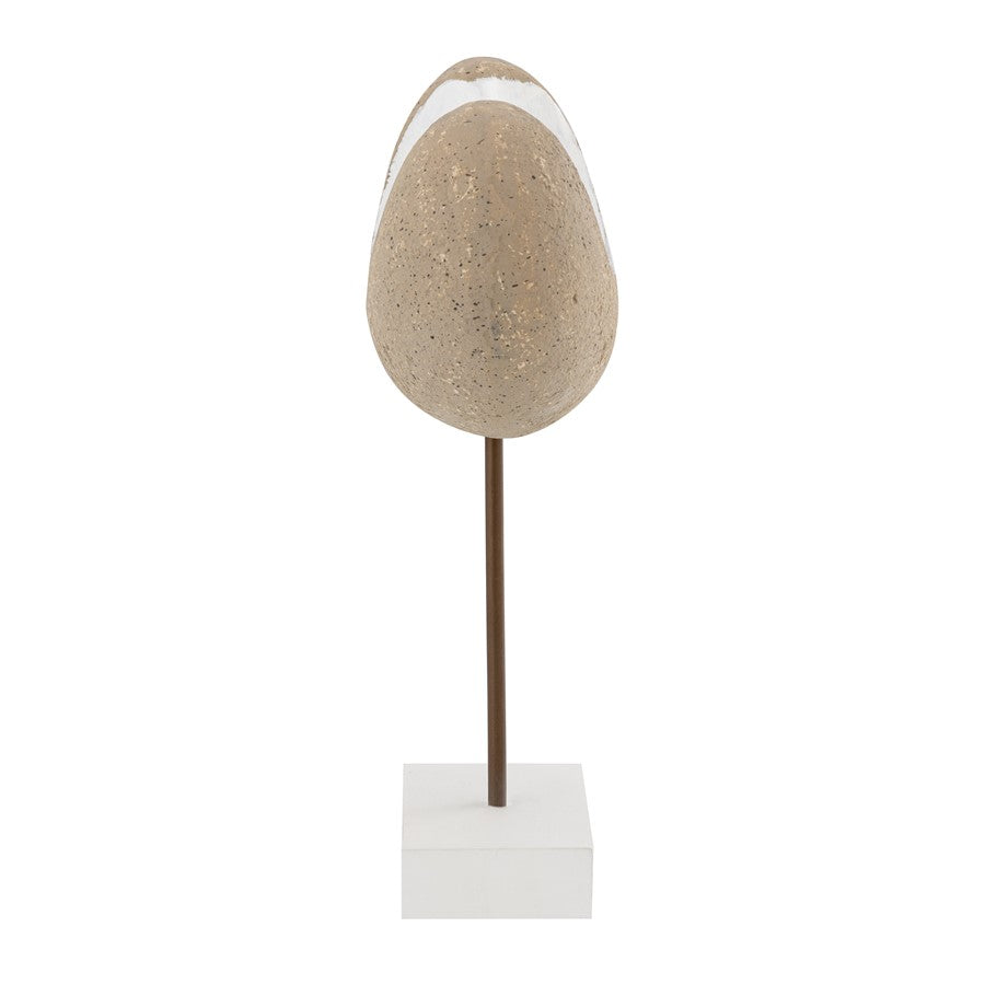 Atlas Lighting Don Object I | Beige Composite Sculpture on Wood Base | Modern Tabletop Decor | 12 x 5 x 17 in | Model AC11250-01