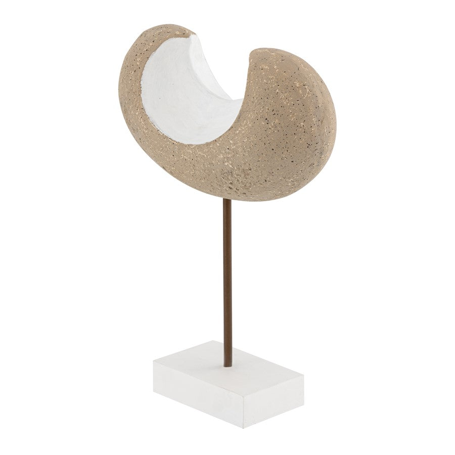 Atlas Lighting Don Object I | Beige Composite Sculpture on Wood Base | Modern Tabletop Decor | 12 x 5 x 17 in | Model AC11250-01