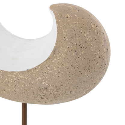 Atlas Lighting Don Object I | Beige Composite Sculpture on Wood Base | Modern Tabletop Decor | 12 x 5 x 17 in | Model AC11250-01