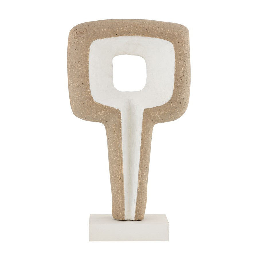 Atlas Lighting Don Object II | Beige Composite Sculpture on Wood Base | Modern Tabletop Decor | 11.25 x 5 x 20 in | Model AC11251-01