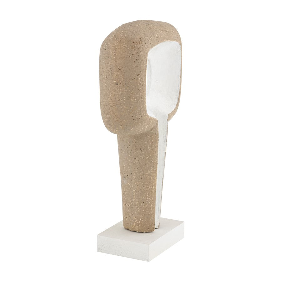 Atlas Lighting Don Object II | Beige Composite Sculpture on Wood Base | Modern Tabletop Decor | 11.25 x 5 x 20 in | Model AC11251-01