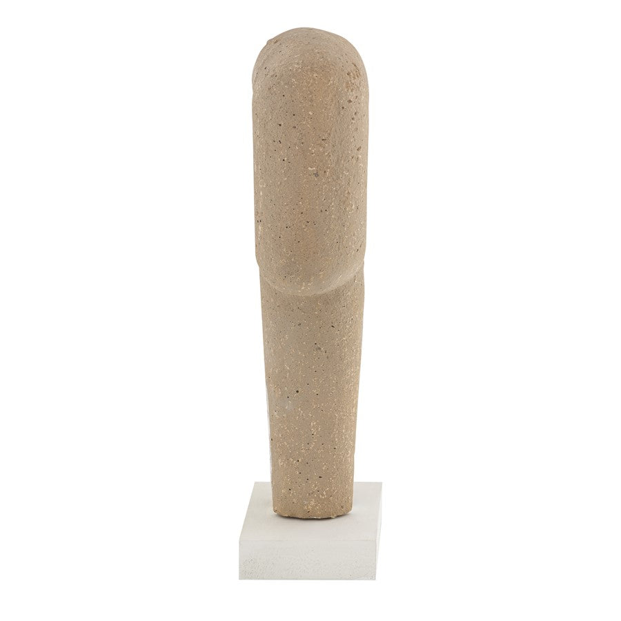 Atlas Lighting Don Object II | Beige Composite Sculpture on Wood Base | Modern Tabletop Decor | 11.25 x 5 x 20 in | Model AC11251-01