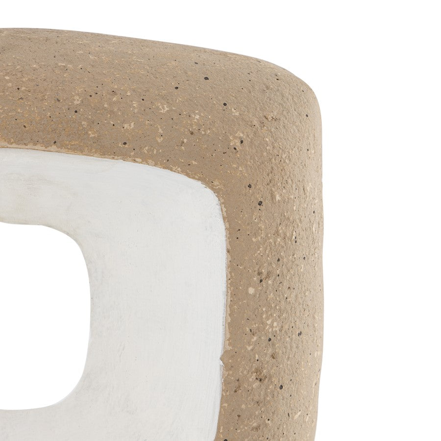 Atlas Lighting Don Object II | Beige Composite Sculpture on Wood Base | Modern Tabletop Decor | 11.25 x 5 x 20 in | Model AC11251-01