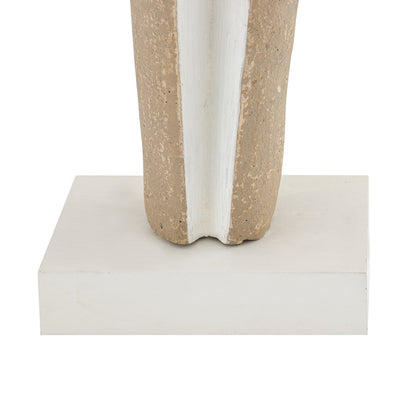 Atlas Lighting Don Object II | Beige Composite Sculpture on Wood Base | Modern Tabletop Decor | 11.25 x 5 x 20 in | Model AC11251-01
