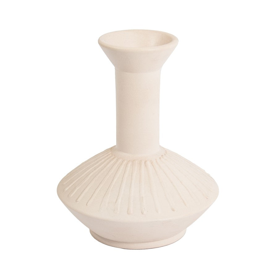 Atlas Lighting Doric Medium Vase | Cream Earthenware Sculptural Decor | Living Room & Entryway Accent | 8 x 8 x 9 in | Model AC11253-01