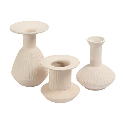 Atlas Lighting Doric Medium Vase | Cream Earthenware Sculptural Decor | Living Room & Entryway Accent | 8 x 8 x 9 in | Model AC11253-01