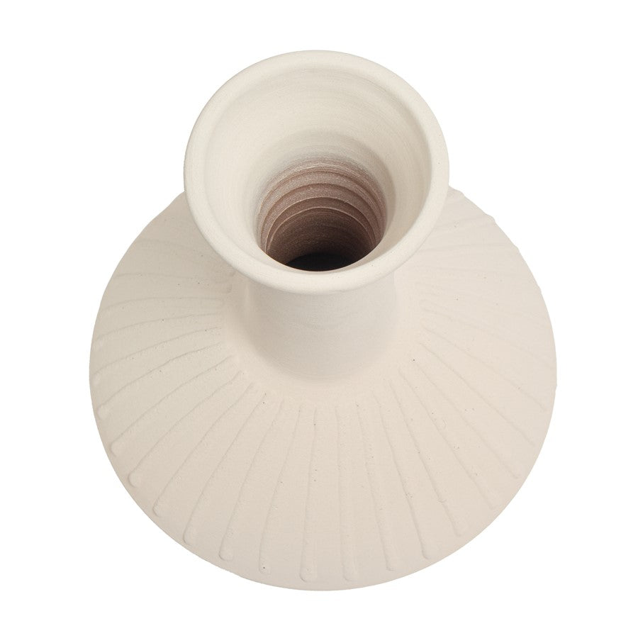 Atlas Lighting Doric Medium Vase | Cream Earthenware Sculptural Decor | Living Room & Entryway Accent | 8 x 8 x 9 in | Model AC11253-01