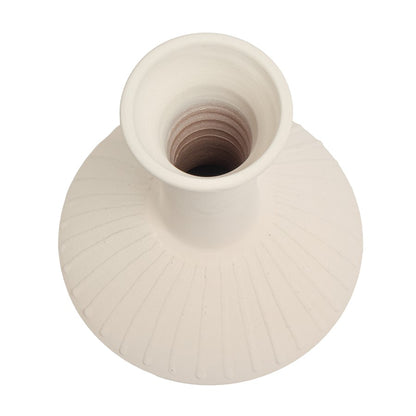 Atlas Lighting Doric Medium Vase | Cream Earthenware Sculptural Decor | Living Room & Entryway Accent | 8 x 8 x 9 in | Model AC11253-01