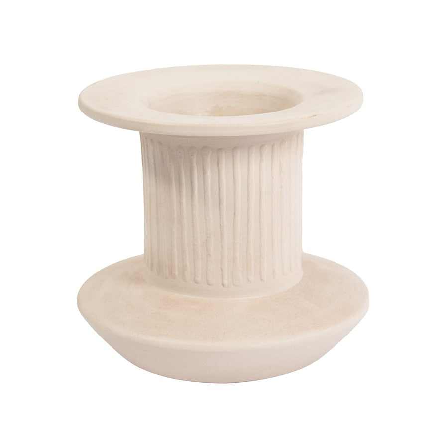 Atlas Lighting Doric Small Vase | Cream Earthenware Sculptural Decor | Living Room & Entryway Accent | 7 x 7 x 6 in | Model AC11254-01