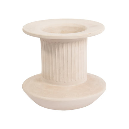 Atlas Lighting Doric Small Vase | Cream Earthenware Sculptural Decor | Living Room & Entryway Accent | 7 x 7 x 6 in | Model AC11254-01