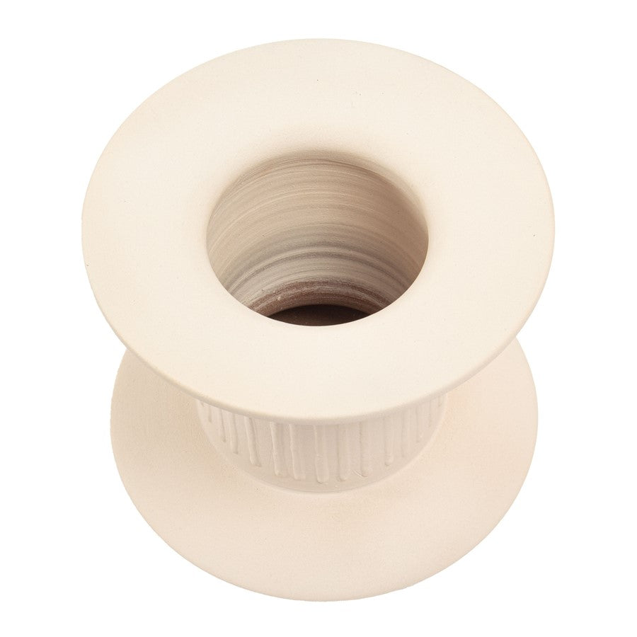 Atlas Lighting Doric Small Vase | Cream Earthenware Sculptural Decor | Living Room & Entryway Accent | 7 x 7 x 6 in | Model AC11254-01