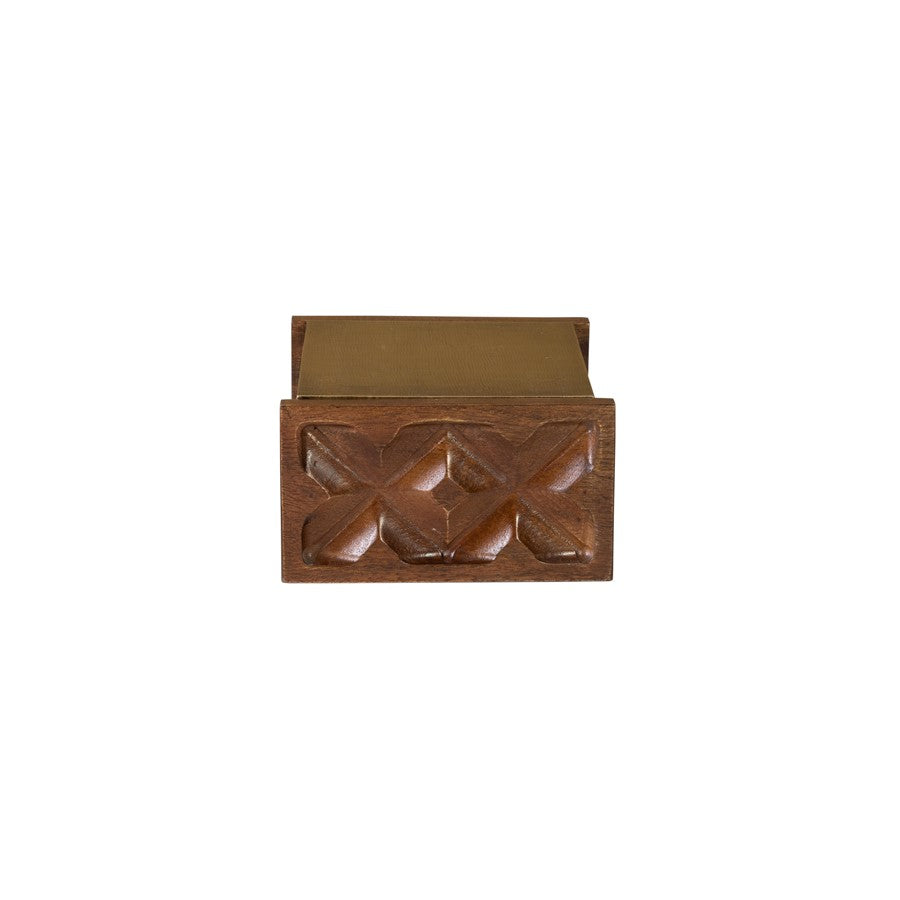 Atlas Lighting Dorsey Small Box | Aged Brass & Walnut Wood Decorative Storage | Living Room & Office Accent | 8 x 9 x 4.5 in | Model AC11255-01