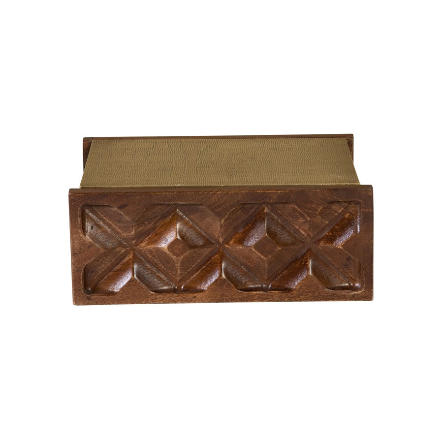 Atlas Lighting Dorsey Large Decorative Box | Walnut Wood with Aged Brass Trim | Living Room & Entryway Storage | 11.5 x 9 x 4.5 in | Model AC11255-02