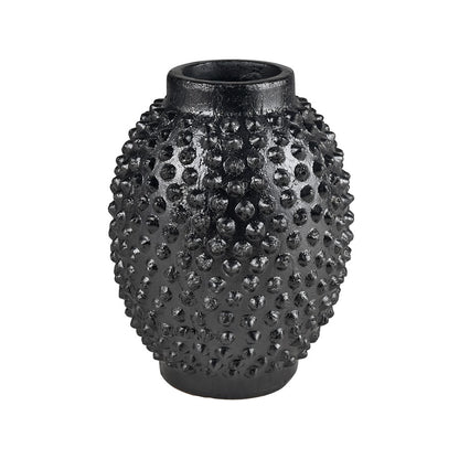 Atlas Lighting Dorus Large Vase | Textured Black Glazed Earthenware | Living Room & Entryway Decor | 9.75 x 9.75 x 12.75 in | Model AC11256-02