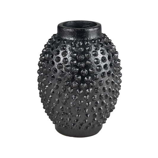 Atlas Lighting Dorus Large Vase | Textured Black Glazed Earthenware | Living Room & Entryway Decor | 9.75 x 9.75 x 12.75 in | Model AC11256-02