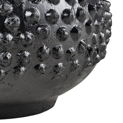 Atlas Lighting Dorus Large Vase | Textured Black Glazed Earthenware | Living Room & Entryway Decor | 9.75 x 9.75 x 12.75 in | Model AC11256-02