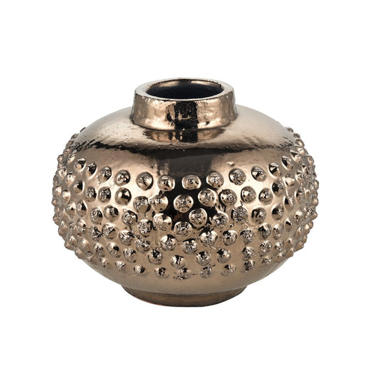 Atlas Lighting Dorus Medium Vase | Textured Gold Glazed Earthenware | Living Room & Entryway Decor | 12.5 x 12.5 x 9.75 in | Model AC11257-01