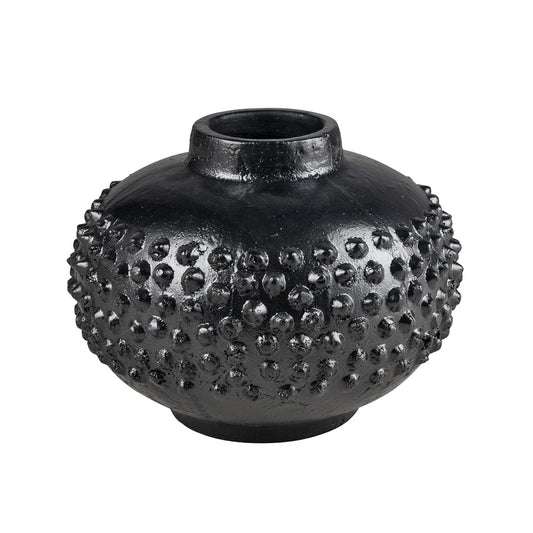 Atlas Lighting Dorus Medium Vase | Textured Black Earthenware | Tabletop & Etagere Decor | 12.5 x 12.5 x 9.75 in | Model AC11257-02