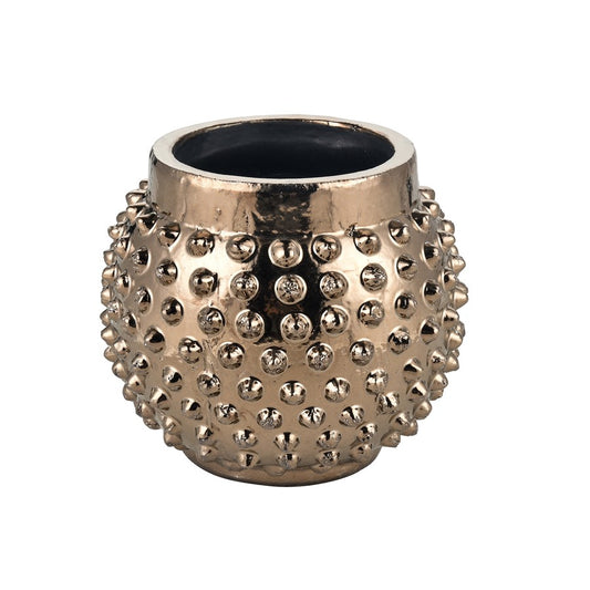 Atlas Lighting Dorus Small Vase | Textured Gold Earthenware | Tabletop & Etagere Decor | 10.25 x 10.25 x 9 in | Model AC11258-01