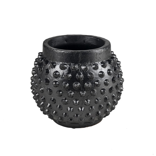 Atlas Lighting Dorus Small Vase | Textured Black Earthenware | Tabletop & Etagere Decor | 10.25 x 10.25 x 9 in | Model AC11258-02