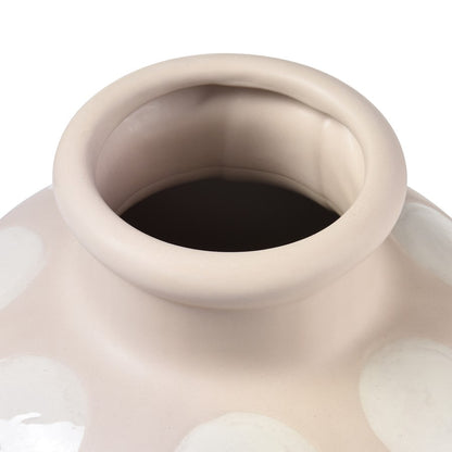 Atlas Lighting Dottie Large Bottle | Taupe Earthenware with Cream Dots | Tabletop & Shelf Decor | 9.75 x 9.75 x 10 in | Model AC11260-01