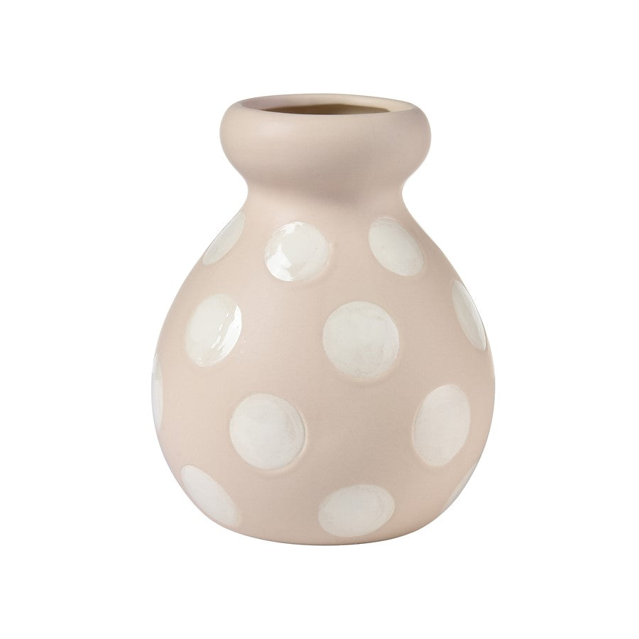 Atlas Lighting Dottie Small Bottle | Taupe and Cream Earthenware | Shelf & Tabletop Decor | 6 x 6 x 7.25 in | Model AC11261-01