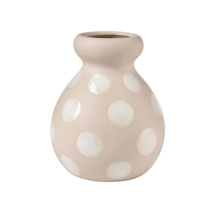 Atlas Lighting Dottie Small Bottle | Taupe and Cream Earthenware | Shelf & Tabletop Decor | 6 x 6 x 7.25 in | Model AC11261-01