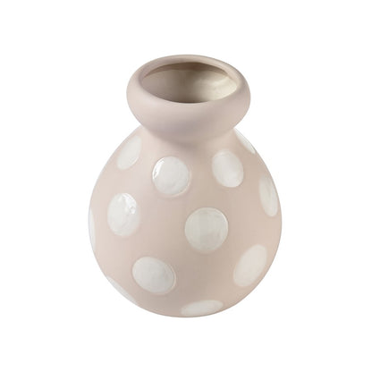 Atlas Lighting Dottie Small Bottle | Taupe and Cream Earthenware | Shelf & Tabletop Decor | 6 x 6 x 7.25 in | Model AC11261-01