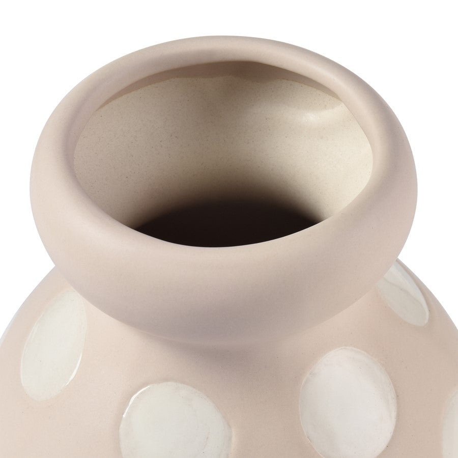 Atlas Lighting Dottie Small Bottle | Taupe and Cream Earthenware | Shelf & Tabletop Decor | 6 x 6 x 7.25 in | Model AC11261-01