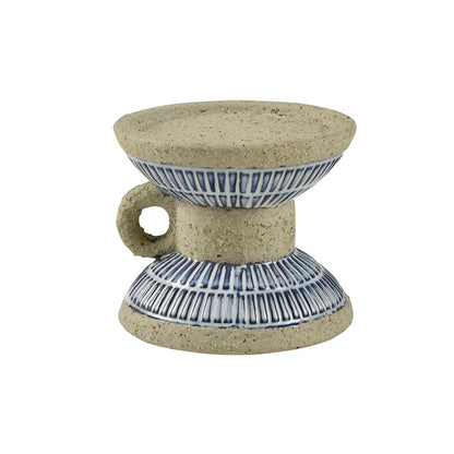 Atlas Lighting Doyle Candleholder | Blue and Gray Earthenware | Tabletop & Shelf Decor | 4.5 x 4.5 x 4 in | Model AC11265-01