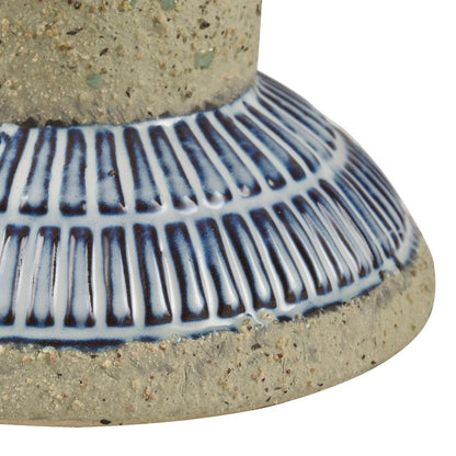 Atlas Lighting Doyle Candleholder | Blue and Gray Earthenware | Tabletop & Shelf Decor | 4.5 x 4.5 x 4 in | Model AC11265-01