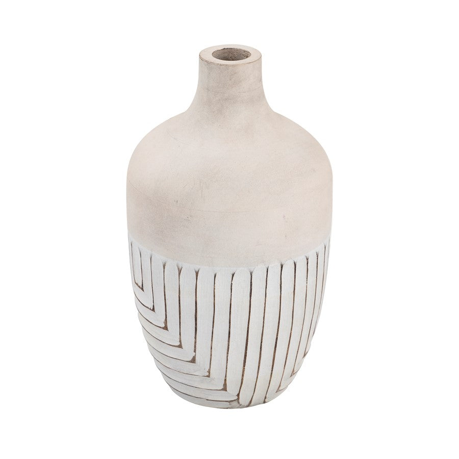 Atlas Lighting Drake Large Vase | White Painted Wood | Shelf & Floor Decor | 7 x 7 x 12.25 in | Model AC11266-01
