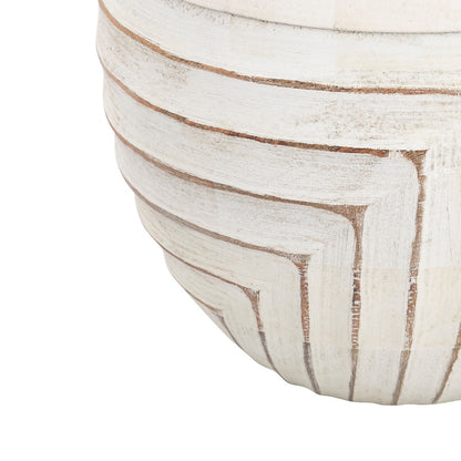 Atlas Lighting Drake 10in White Wood Vase | Modern Contemporary Rounded Decor | Living Room & Entryway Accent | 9.5 x 9.5 x 10 in | Model AC11267-01