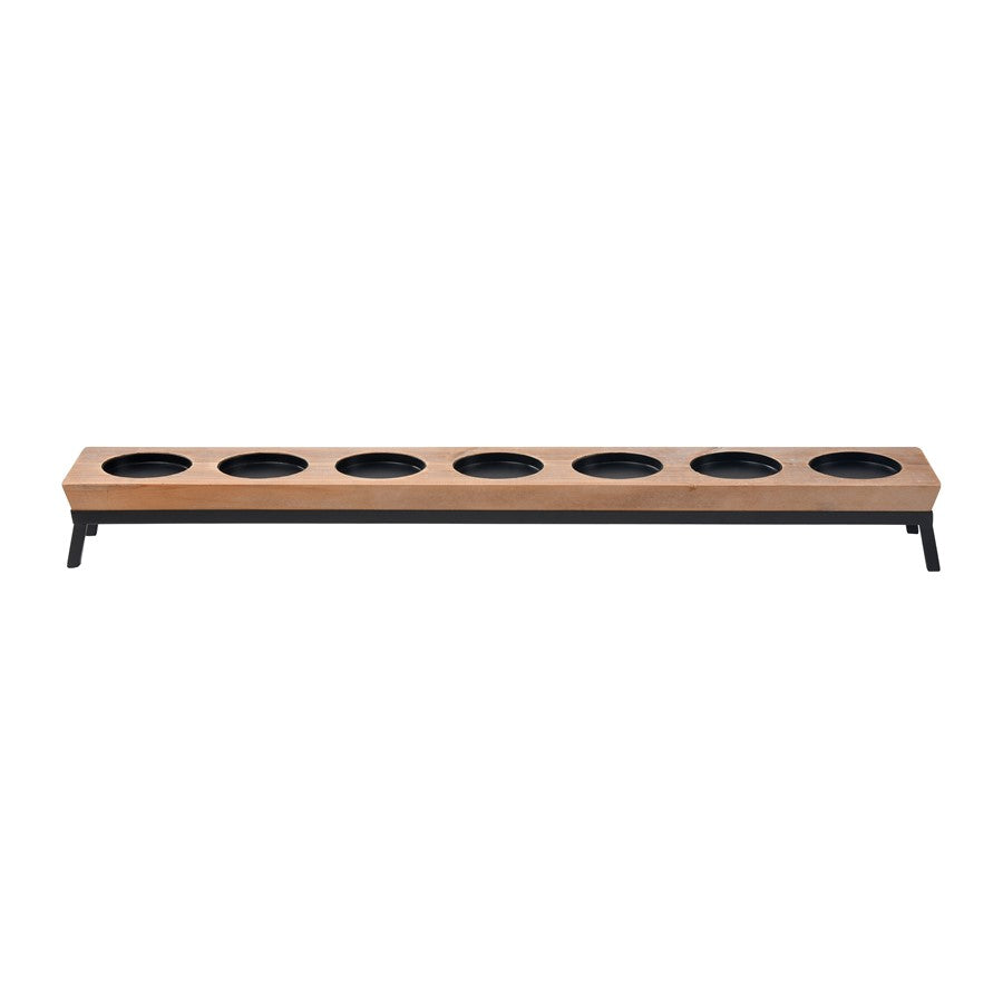 Atlas Lighting Drew 32in Wood & Metal Candleholder | Transitional Rustic Centerpiece | Dining Table & Sideboard Decor | Model AC11268-01